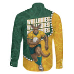 Australia Wallabies Rugby Mascot Family Matching Puletasi and Hawaiian Shirt Indigenous Dot Art Style - Muscular Kangaroo Graphic