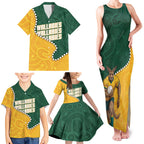 Australia Wallabies Rugby Mascot Family Matching Tank Maxi Dress and Hawaiian Shirt Indigenous Dot Art Style - Muscular Kangaroo Graphic