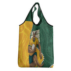 Australia Wallabies Rugby Mascot Grocery Bag Indigenous Dot Art Style - Muscular Kangaroo Graphic
