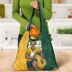 Australia Wallabies Rugby Mascot Grocery Bag Indigenous Dot Art Style - Muscular Kangaroo Graphic