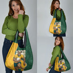 Australia Wallabies Rugby Mascot Grocery Bag Indigenous Dot Art Style - Muscular Kangaroo Graphic