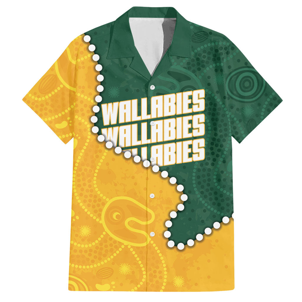 Australia Wallabies Rugby Mascot Hawaiian Shirt Indigenous Dot Art Style - Muscular Kangaroo Graphic