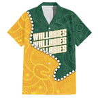 Australia Wallabies Rugby Mascot Hawaiian Shirt Indigenous Dot Art Style - Muscular Kangaroo Graphic
