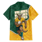 Australia Wallabies Rugby Mascot Hawaiian Shirt Indigenous Dot Art Style - Muscular Kangaroo Graphic
