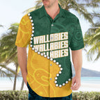 Australia Wallabies Rugby Mascot Hawaiian Shirt Indigenous Dot Art Style - Muscular Kangaroo Graphic