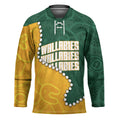 Australia Wallabies Rugby Mascot Hockey Jersey Indigenous Dot Art Style - Muscular Kangaroo Graphic