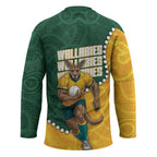 Australia Wallabies Rugby Mascot Hockey Jersey Indigenous Dot Art Style - Muscular Kangaroo Graphic