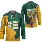 Australia Wallabies Rugby Mascot Hockey Jersey Indigenous Dot Art Style - Muscular Kangaroo Graphic