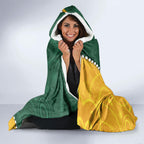 Australia Wallabies Rugby Mascot Hooded Blanket Indigenous Dot Art Style - Muscular Kangaroo Graphic