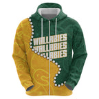 Australia Wallabies Rugby Mascot Hoodie Indigenous Dot Art Style - Muscular Kangaroo Graphic