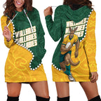 Australia Wallabies Rugby Mascot Hoodie Dress Indigenous Dot Art Style - Muscular Kangaroo Graphic