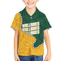 Australia Wallabies Rugby Mascot Kid Hawaiian Shirt Indigenous Dot Art Style - Muscular Kangaroo Graphic