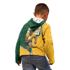 Australia Wallabies Rugby Mascot Kid Hoodie Indigenous Dot Art Style - Muscular Kangaroo Graphic