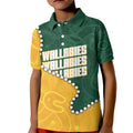 Australia Wallabies Rugby Mascot Kid Polo Shirt Indigenous Dot Art Style - Muscular Kangaroo Graphic