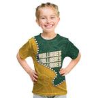 Australia Wallabies Rugby Mascot Kid T Shirt Indigenous Dot Art Style - Muscular Kangaroo Graphic