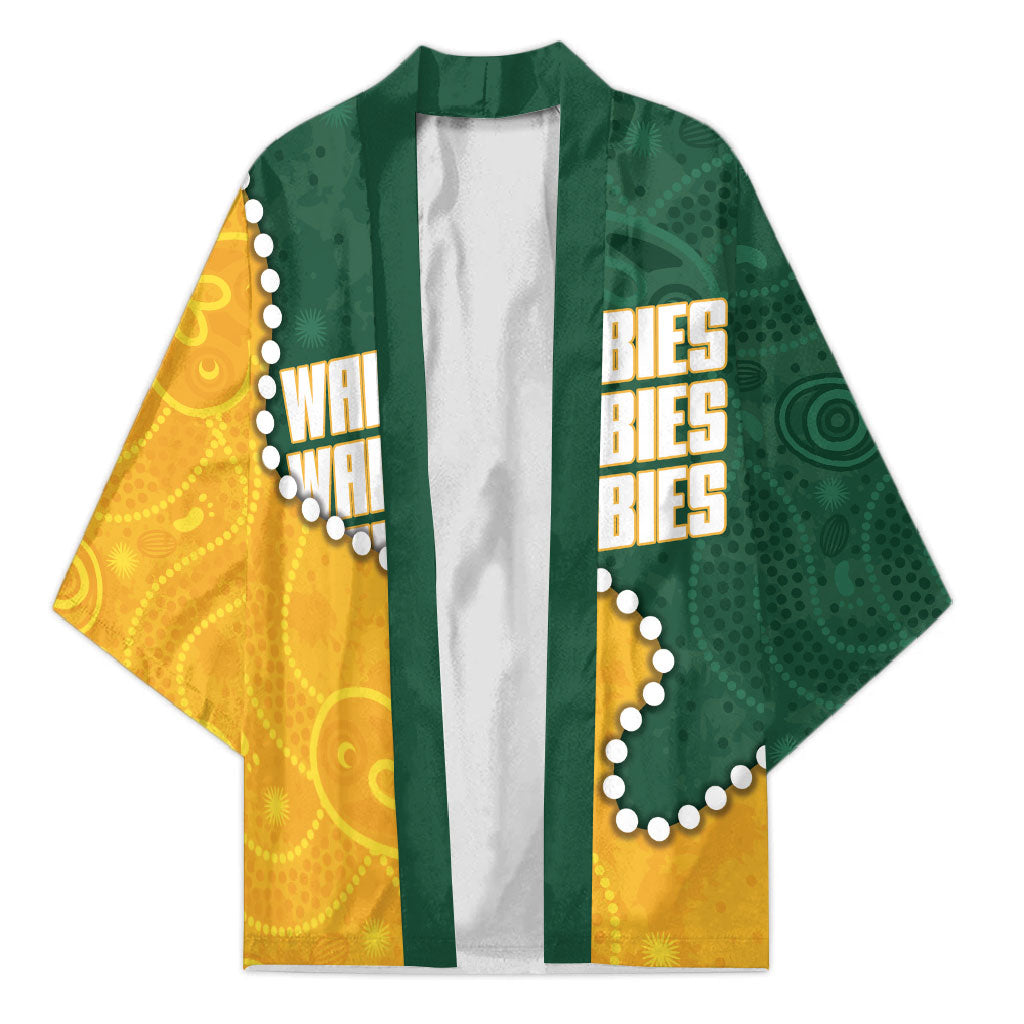 Australia Wallabies Rugby Mascot Kimono Indigenous Dot Art Style - Muscular Kangaroo Graphic