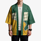 Australia Wallabies Rugby Mascot Kimono Indigenous Dot Art Style - Muscular Kangaroo Graphic