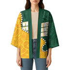 Australia Wallabies Rugby Mascot Kimono Indigenous Dot Art Style - Muscular Kangaroo Graphic
