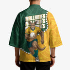 Australia Wallabies Rugby Mascot Kimono Indigenous Dot Art Style - Muscular Kangaroo Graphic