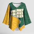 Australia Wallabies Rugby Mascot Kimono Sleeve Blouse Indigenous Dot Art Style - Muscular Kangaroo Graphic