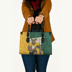 Australia Wallabies Rugby Mascot Leather Bag Indigenous Dot Art Style - Muscular Kangaroo Graphic