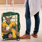 Australia Wallabies Rugby Mascot Luggage Cover Indigenous Dot Art Style - Muscular Kangaroo Graphic