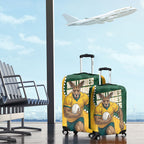 Australia Wallabies Rugby Mascot Luggage Cover Indigenous Dot Art Style - Muscular Kangaroo Graphic