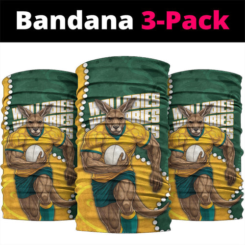 Australia Wallabies Rugby Mascot Neck Gaiter Indigenous Dot Art Style - Muscular Kangaroo Graphic