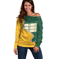 Australia Wallabies Rugby Mascot Off Shoulder Sweater Indigenous Dot Art Style - Muscular Kangaroo Graphic