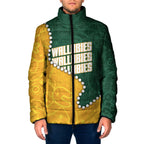 Australia Wallabies Rugby Mascot Padded Jacket Indigenous Dot Art Style - Muscular Kangaroo Graphic