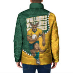 Australia Wallabies Rugby Mascot Padded Jacket Indigenous Dot Art Style - Muscular Kangaroo Graphic