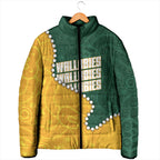 Australia Wallabies Rugby Mascot Padded Jacket Indigenous Dot Art Style - Muscular Kangaroo Graphic