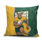 Australia Wallabies Rugby Mascot Pillow Cover Indigenous Dot Art Style - Muscular Kangaroo Graphic