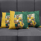 Australia Wallabies Rugby Mascot Pillow Cover Indigenous Dot Art Style - Muscular Kangaroo Graphic