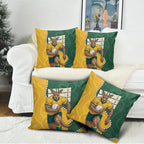 Australia Wallabies Rugby Mascot Pillow Cover Indigenous Dot Art Style - Muscular Kangaroo Graphic