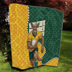 Australia Wallabies Rugby Mascot Quilt Indigenous Dot Art Style - Muscular Kangaroo Graphic