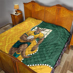 Australia Wallabies Rugby Mascot Quilt Indigenous Dot Art Style - Muscular Kangaroo Graphic