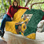 Australia Wallabies Rugby Mascot Quilt Indigenous Dot Art Style - Muscular Kangaroo Graphic