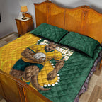 Australia Wallabies Rugby Mascot Quilt Bed Set Indigenous Dot Art Style - Muscular Kangaroo Graphic