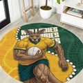 Australia Wallabies Rugby Mascot Round Carpet Indigenous Dot Art Style - Muscular Kangaroo Graphic