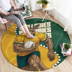 Australia Wallabies Rugby Mascot Round Carpet Indigenous Dot Art Style - Muscular Kangaroo Graphic