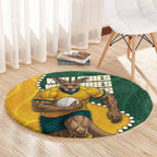 Australia Wallabies Rugby Mascot Round Carpet Indigenous Dot Art Style - Muscular Kangaroo Graphic