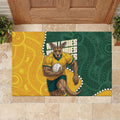 Australia Wallabies Rugby Mascot Rubber Doormat Indigenous Dot Art Style - Muscular Kangaroo Graphic