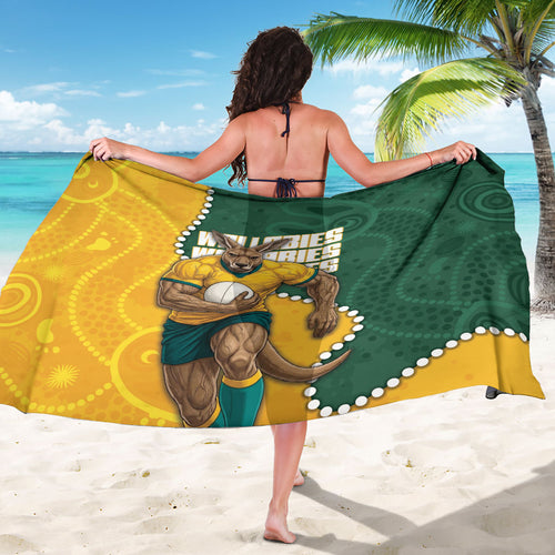 Australia Wallabies Rugby Mascot Sarong Indigenous Dot Art Style - Muscular Kangaroo Graphic