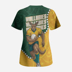 Australia Wallabies Rugby Mascot Scrub Top Indigenous Dot Art Style - Muscular Kangaroo Graphic