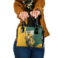 Australia Wallabies Rugby Mascot Shoulder Handbag Indigenous Dot Art Style - Muscular Kangaroo Graphic