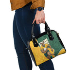 Australia Wallabies Rugby Mascot Shoulder Handbag Indigenous Dot Art Style - Muscular Kangaroo Graphic