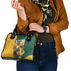 Australia Wallabies Rugby Mascot Shoulder Handbag Indigenous Dot Art Style - Muscular Kangaroo Graphic