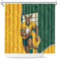 Australia Wallabies Rugby Mascot Shower Curtain Indigenous Dot Art Style - Muscular Kangaroo Graphic
