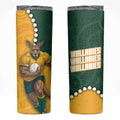 Australia Wallabies Rugby Mascot Skinny Tumbler Indigenous Dot Art Style - Muscular Kangaroo Graphic